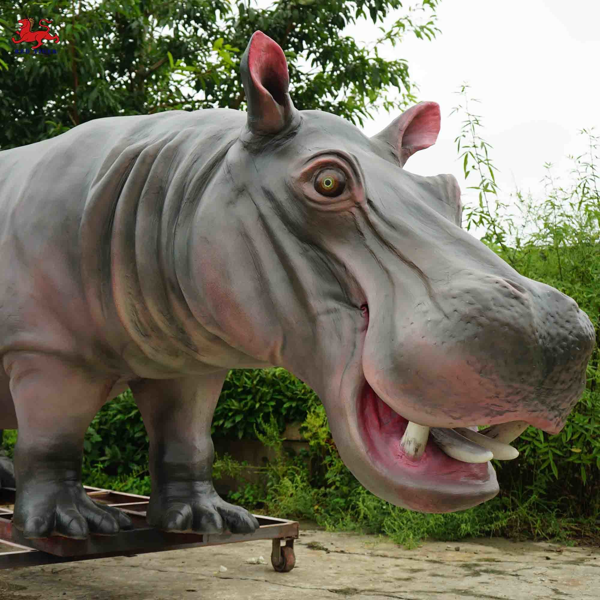 Animatronic Hippopotamus , 4m Full Size Hippo For Amusement Park