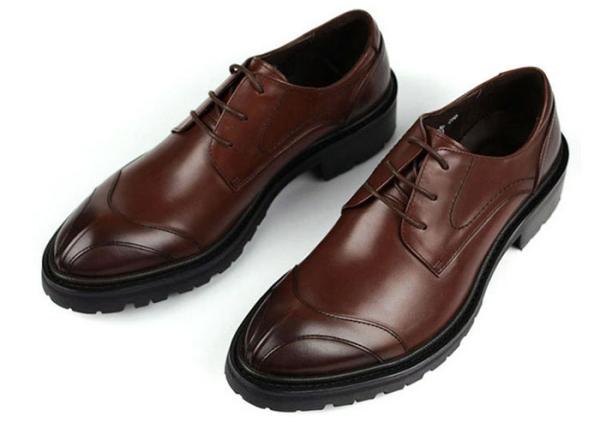 Any Logo Mens Leather Dress Shoes With Stitches Britain Styles Brown Leather
