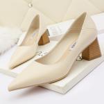 5619-1 Fashion Pointed Shallow Mouth High Heels Thick Heel Sexy Thin Women'S