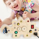 Wooden Button Switch LED Light Busy Board Sensory Activity Toy for Other