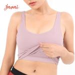 Ribbed Fabric Women Sports Bra Longline Crop Tank Top Padded
