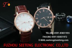 China wholesale customization Pu watch Round dial alloy case quartz watch fashion watch concise style black/brown pu strap factory