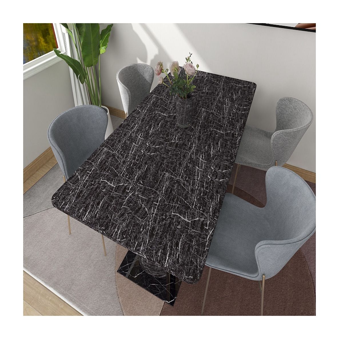 Moistureproof Geometric Pattern PVC Self-Adhesive Wallpaper for Hotel Toilet Living Room