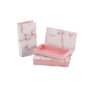 CMYK Custom Marble Printed Non-Toxic Empty False Eyelash Packaging Box for