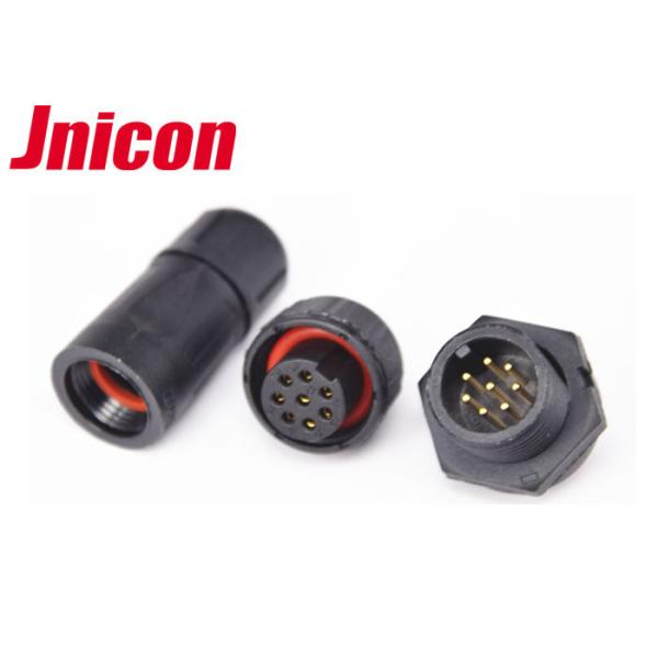 China Black Waterproof DC Connector Plug And Socket 8 Pin LED Lighting Panel Mount IP67 factory