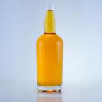 Customized Logo 750ml Clear Flint Round Glass Bottle for Gin Rum Champagne