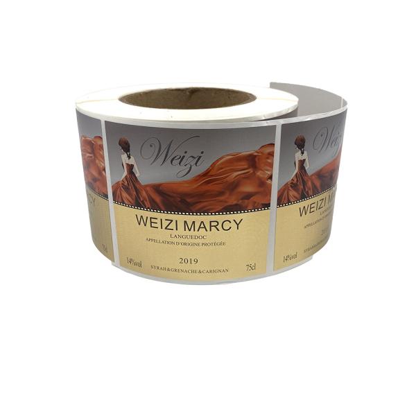 China Textured Paper Wine Bottle Label Glossy / Matte Varnishing Customized factory