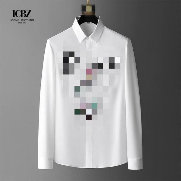Customized Logo Cotton Men's Fancy Shirt for Western Print Collar Casual Long