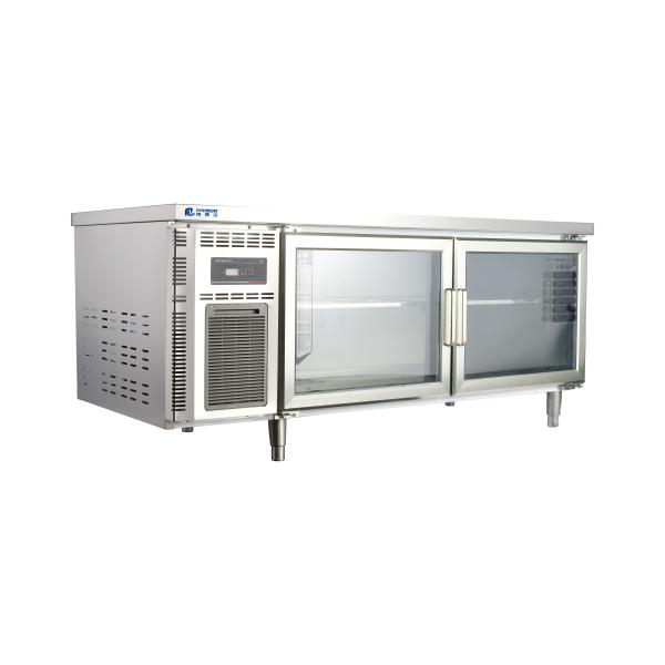 Multi-climate 380L Undercounter Freezer Fridge Glass Door Workbench Prep Table