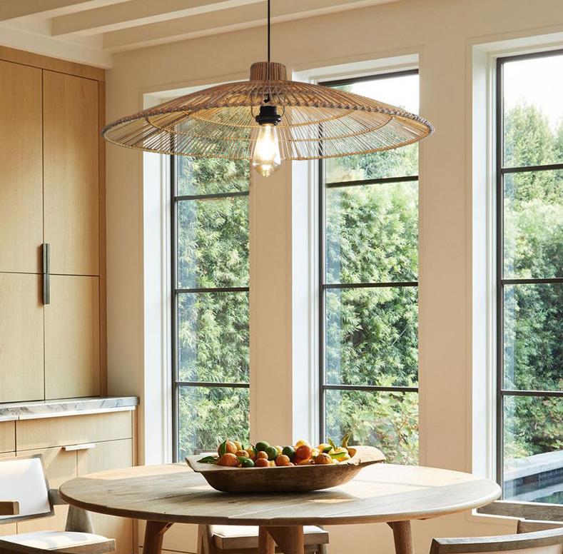 Customized Rattan Pendant Light Chandelier For Homestay Zen Tea Room
