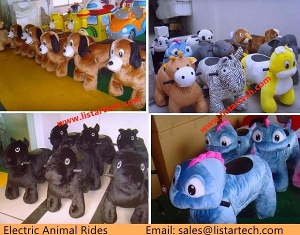 Happy Rides On Animals Battery Motorized Animals Ride Coin, Plush Animal