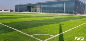 China Good Stiffness 45mm Height Football Artificial Turf Multi Directional For Ball Rolling factory
