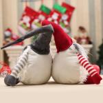25cm Length Christmas Stuffed Toys Layered Gray Beard High Hat Cover Eyes