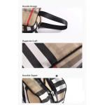 Women Khaki Stripe PVC Makeup Storage Bag For Travel