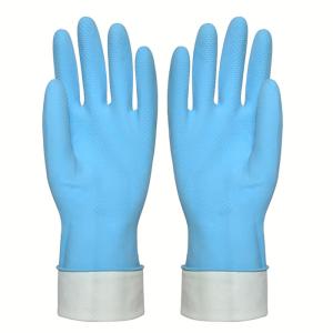China Cotton Flocklined Household Kittchen Rubber Gloves Rubber Dish Washing Gloves factory