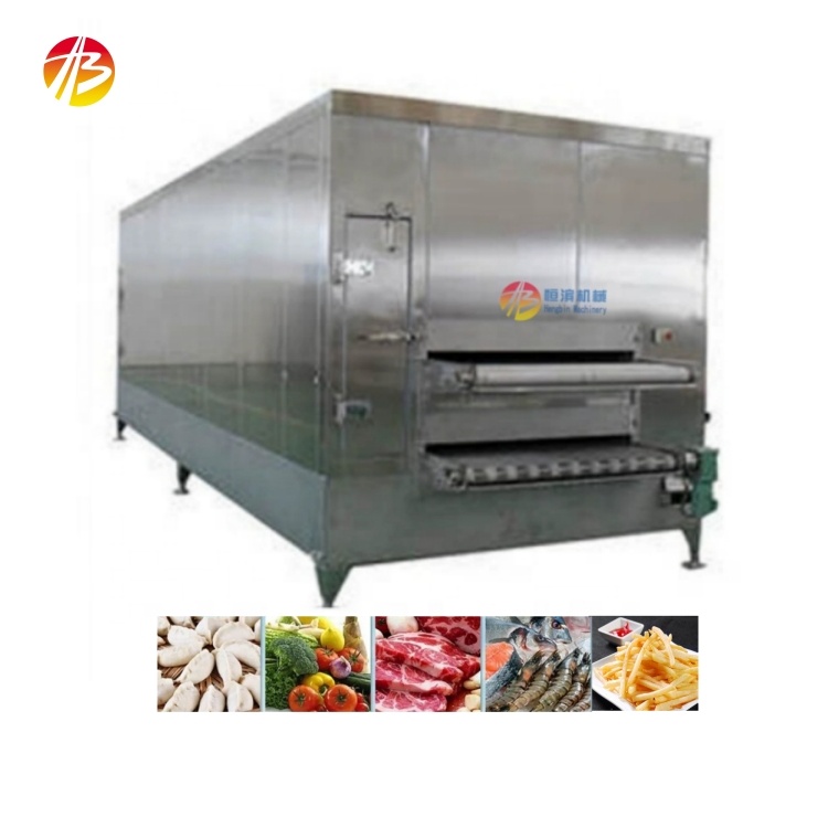 Seafood Freezing Tunnel Machine Hengbin IQF Tunnel Quick Freezer Width of Belt 2000mm
