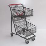 High Quality Double Basket Shopping Cart Two layer Storage Supermarket Trolley