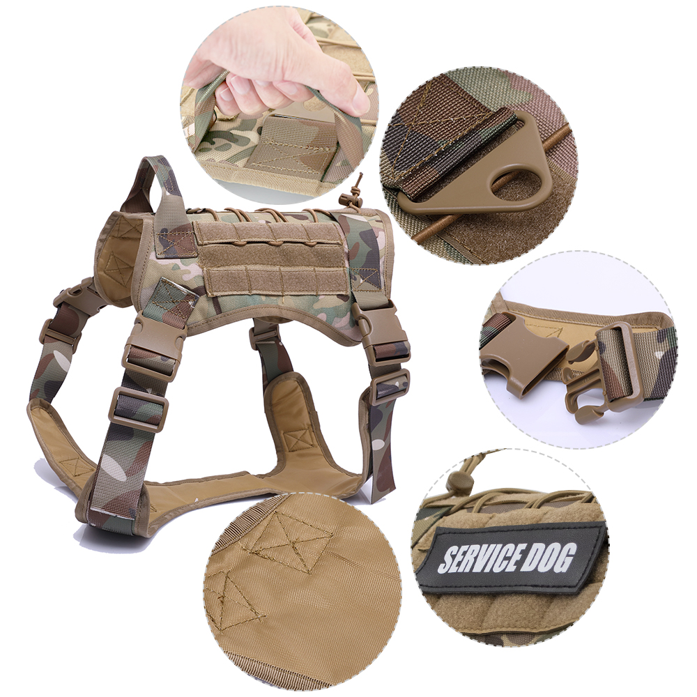 Tactical Dog Harness Heavy Duty Neoprene Custom Logo No Pull Design Reflective Leash Active Pets