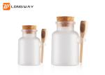 Frosted Plastic Cosmetic Jars ABS Bath Salt Bottles With Wooden Spoon / Plug