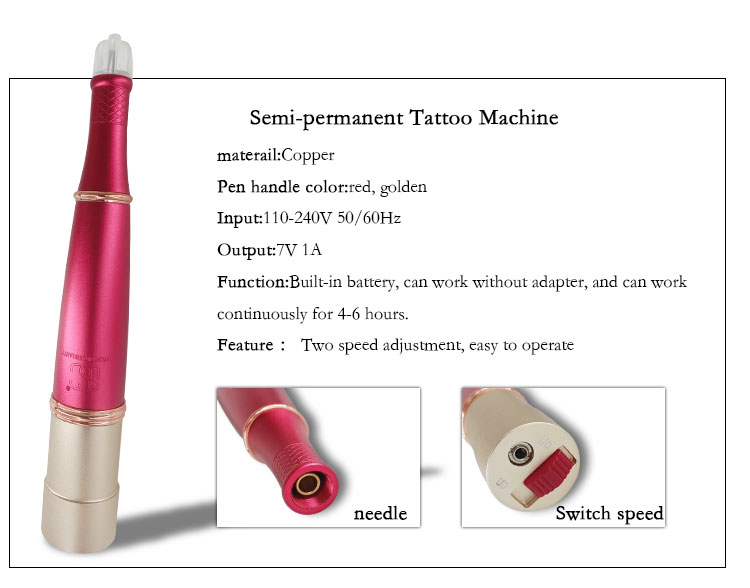 Semi - Permanent Makeup Tattoo Machine Pen Red Wireless Two - Level Adjusted