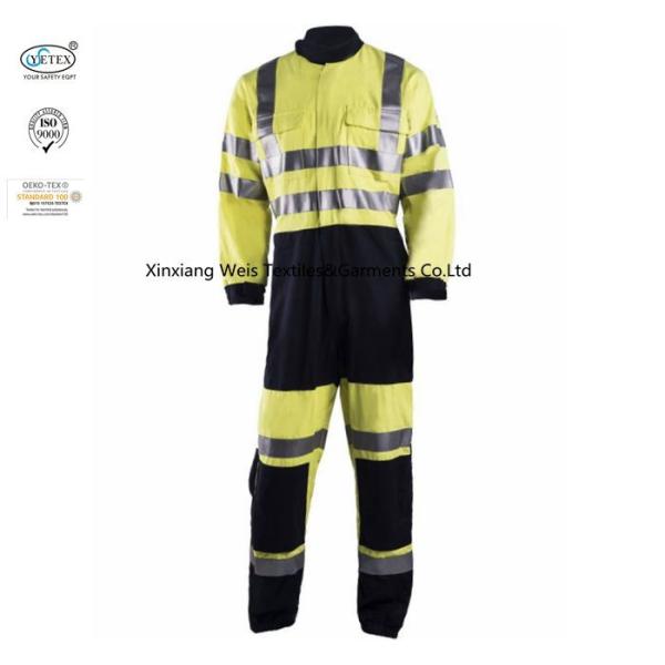 China Yellow Fire Resistant Coveralls With Reflective Tape Two Tone High Visibility factory