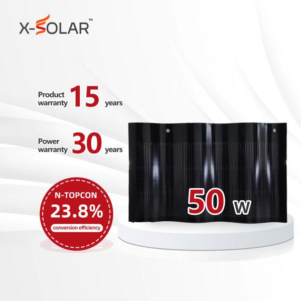 50W Curved BIPV Solar Panel Roof Tiles Short Circuit Voltage 8.62A CE TUV