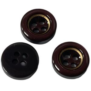 China Silked Print Golden Rim Plastic Resin Buttons In Central For Blouse Shirt Sewing factory