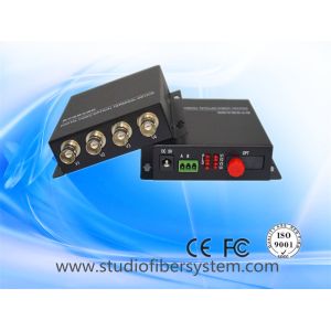 4ch analog video fiber transmitter and receiver with rs422/232/485 or analog