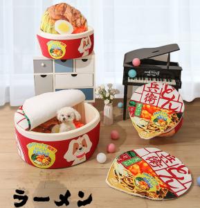 China Japanese-Style Anxiety Ramen Bowl Cat Bed For Indoor Dogs Washable factory
