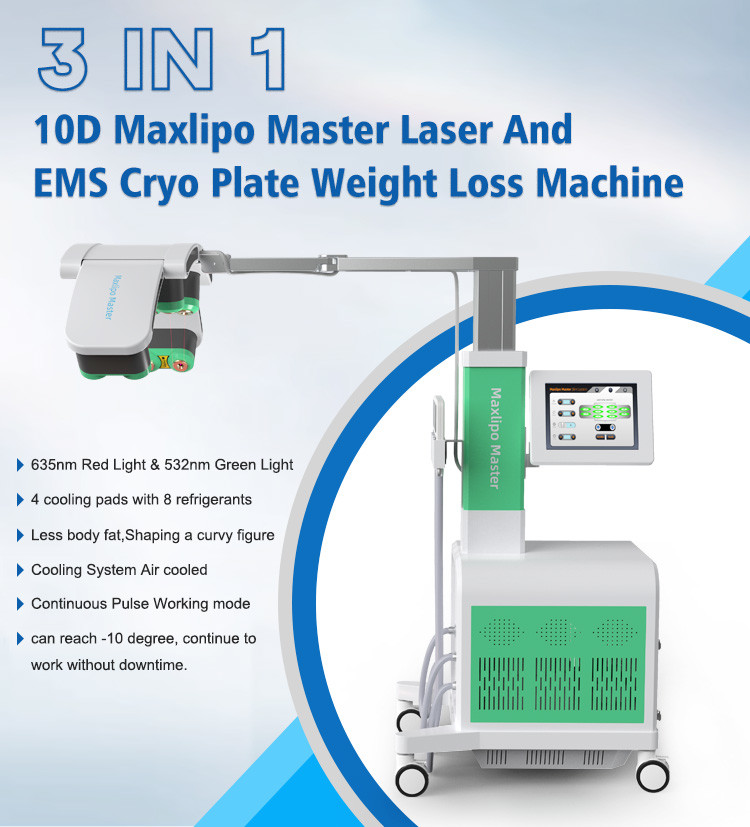10D Maxlipo Master Laser Weight Loss Machine , EMS Cryo Weight Loss Machine 1100W