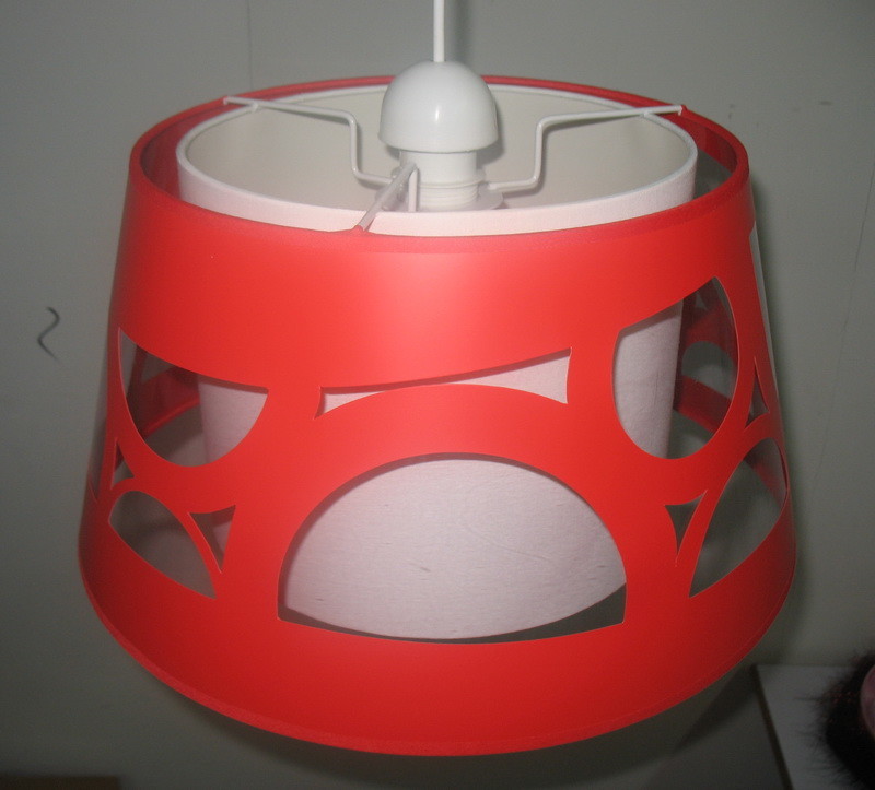 Red Pvc 2 Layer Laser Cut Lampshade White Inner Pendant Optional Easy Fit