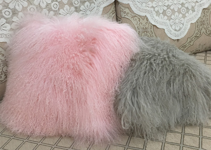 Mongolian fur Pillow Luxurious Genuine Long Hair Tibet Lamb Fur Throw For home