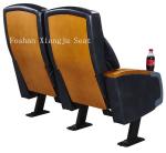 Steel Legs Wooden Armrest Genuine Leather Theater Seating Chairs With Cup Holder