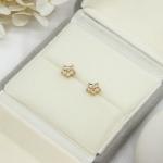 Luxury Alloy Gold Earrings Studs Leaf Flower Shape Shiny Crystals 4 Pcs