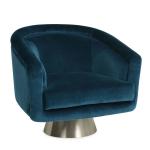 Luxury Comfy Swivel Sofa Chair With Brushed Stainless Steel Swivel Base