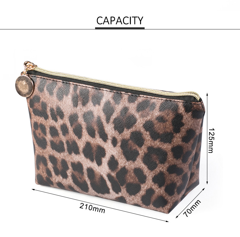 Multifunctional Leopard Print PU Makeup Travel Bag