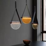 Nordic restaurant chandelier glass decoration simple leather small pendant light