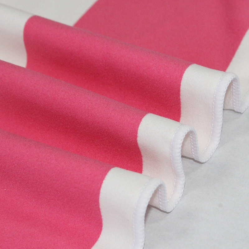 200gsm Suede Woman Printed Beach Towel Pink Striped Beach Towel
