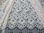 Eyelash Corded Lace Fabric White Floral / Nylon Rayon Heavy Lace Material