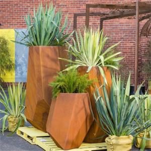 China Rectangular Flower Pot Garden Metal Ornaments Corten Plant Pots 1000mm Long factory