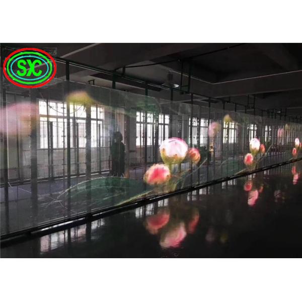 China 1R1G1B P10.42 4000nits Transparent Led Display Glass factory