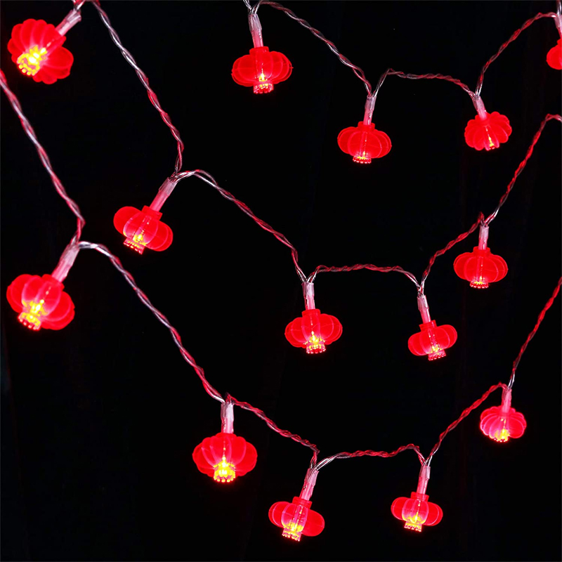 Traditional Knot Red Hanging Lantern LED String Light Battery Operated Party Supplies Lunar Chinese New Year Decorations 2022