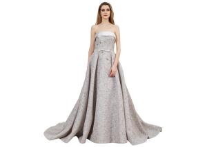 China Ladies Off - Shoulder Vintage Evening Dresses Embroidered Lace For Wedding Bridesmaid factory