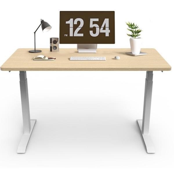 Custom Hospital Wood Grain Sit Standing Laptop Table Single Motor Electric Lift