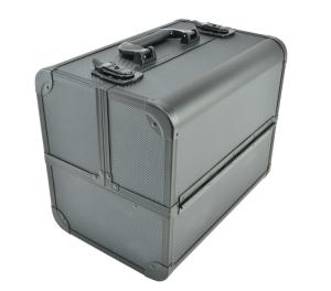 China Custom Professional Makeup Train Case , Black Portable Makeup Case factory