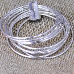 Women Nine Rows 925 Sterling Silver Marcasite Charm Bangle Bracelet(SY50013)