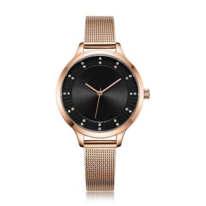 China 3ATM Ladies Alloy Quartz Watch Mesh Bracelet Brass Watch Face Sun Ray Effect factory