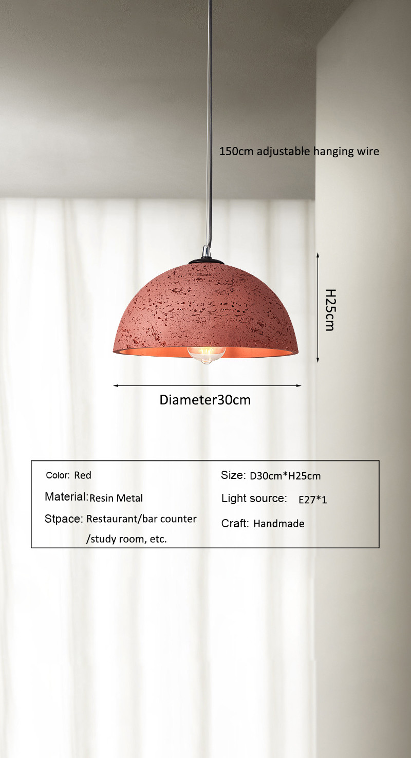 Nordic Simple Wabi-Sabi Style Led Droplights Living Room Bedroom Dome Pendant Light(WH-AP-589)