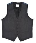 Classic Measure Mens Slim Fit Tailored 3 Pieces Suit Dark Grey Stripe Business