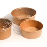 Disposable brown kraft paper bowl oilproof food packaging biodegradable